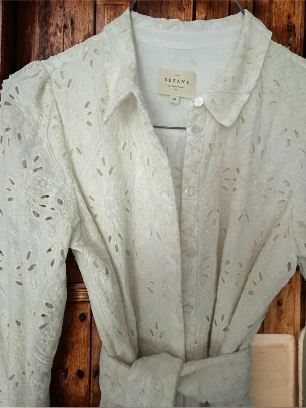 Sézane broderie anglaise / eyelet embroidered shirt dress - Picture 3 of 4